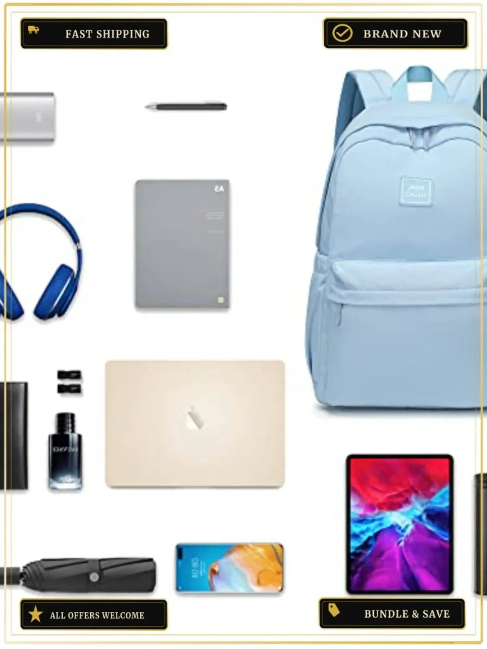 Large School Backpack for Teens & College, Water-Resistant Laptop Bookbag,